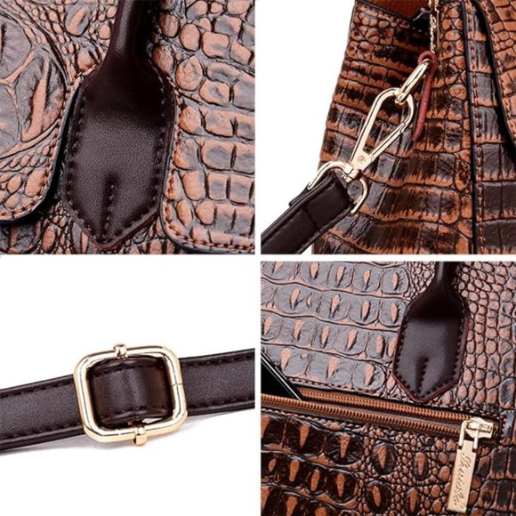 Crocodile Pattern Shoulder Crossbody Bag - Picture 4 of 5